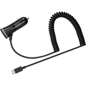 Insignia™ - 15W USB-C Port Vehicle Charger with 6ft coiled cable - Black