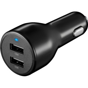 Insignia™ - 24W Dual USB Port Vehicle Charger - Black