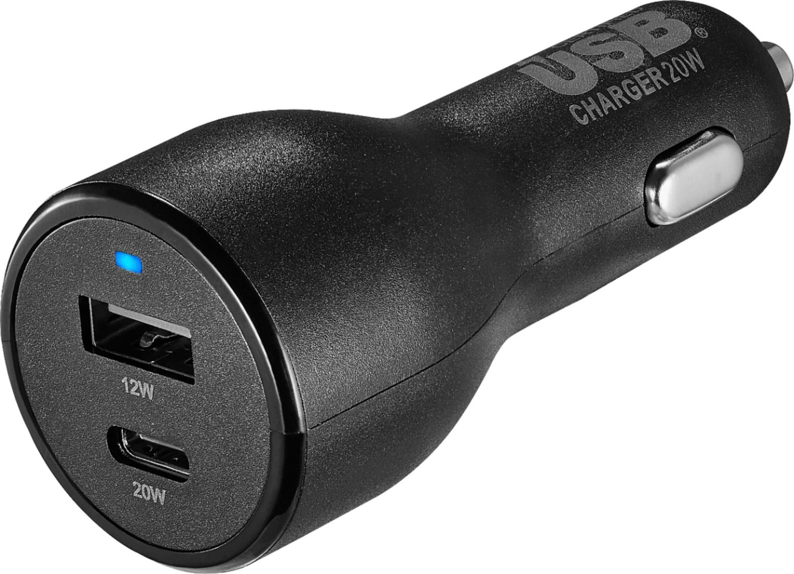 32 W Vehicle Charger with 1 USB-C & 1 USB Port - Black