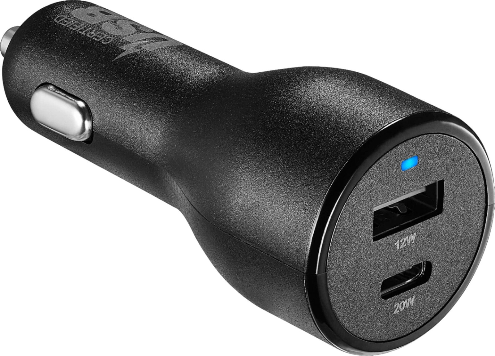 32 W Vehicle Charger with 1 USB-C & 1 USB Port - Black - Image 2