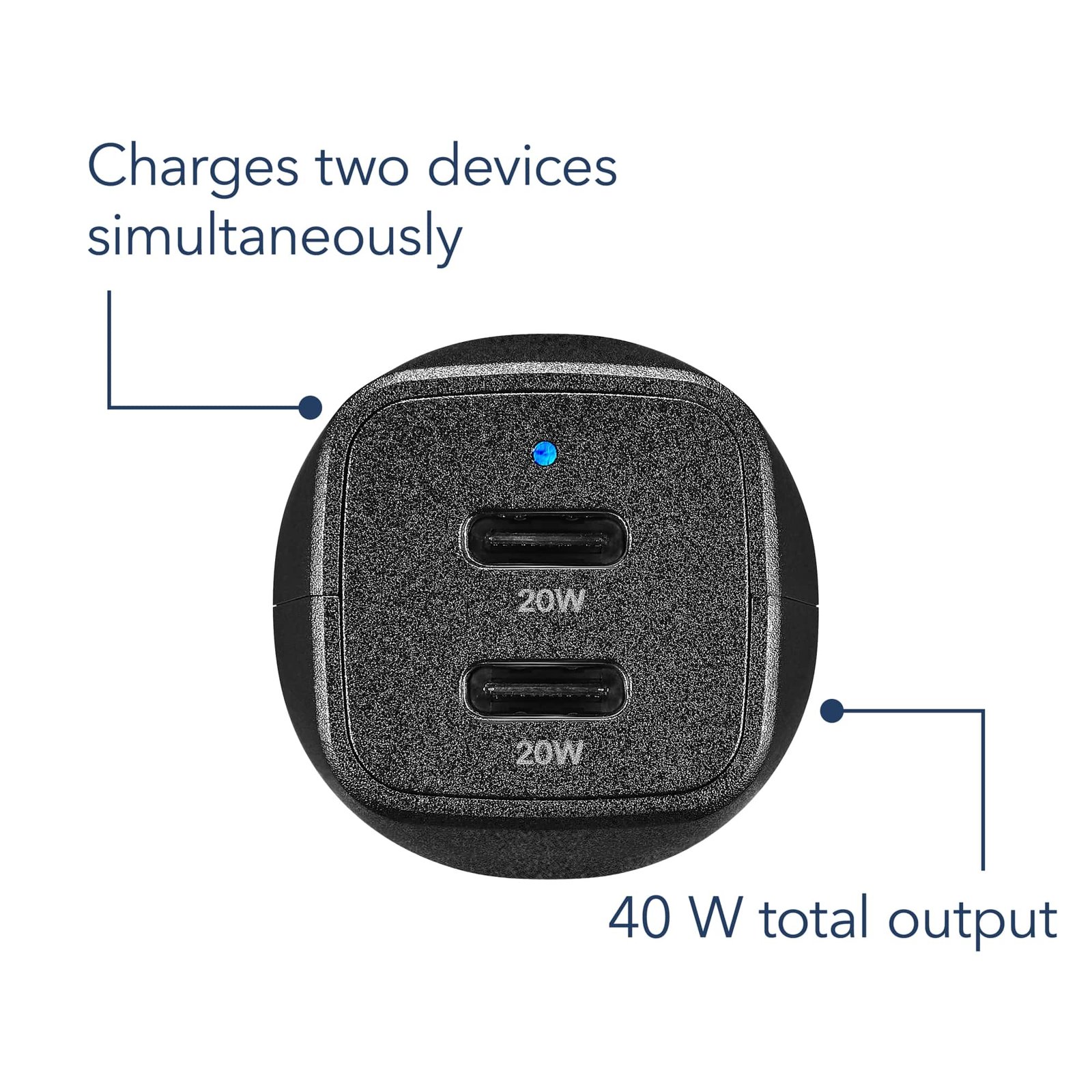Insignia™ - 40W Dual USB-C Port Vehicle Charger - Black - Image 3