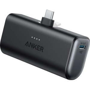 Anker - Nano Power Bank with Built-in Foldable USB-C Connector - Black