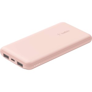 Belkin - BOOST↑CHARGE USB-C Portable Charger 10K Power Bank with 1 USB-C Port and 2 USB-A Ports & Included USB-C to USB-A Cable - Rose Gold