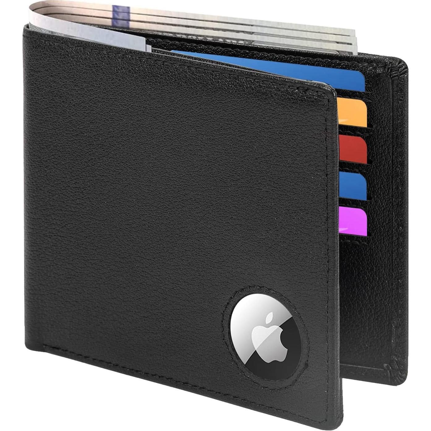 SaharaCase - Genuine Leather Wallet Case for Apple AirTag - Black - Image 2